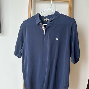 Burberry London Navy Blue Polo Short Sleeve Shirt - Men's Size XL